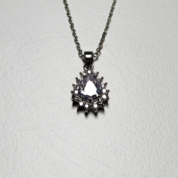 g by Gennaro Pear Shape Teardrop Faux Diamond Earrings & Necklace Set - Picture 3 of 10